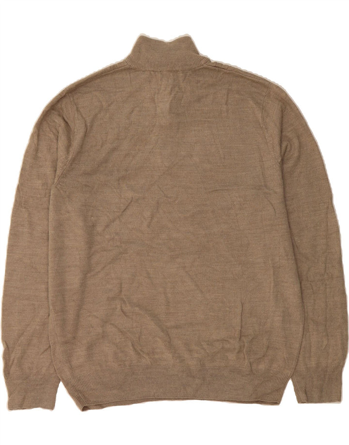 DOCKERS Mens Zip Neck Jumper Sweater XL Brown Striped Acrylic Vintage Dockers and Second-Hand Dockers from Messina Hembry 