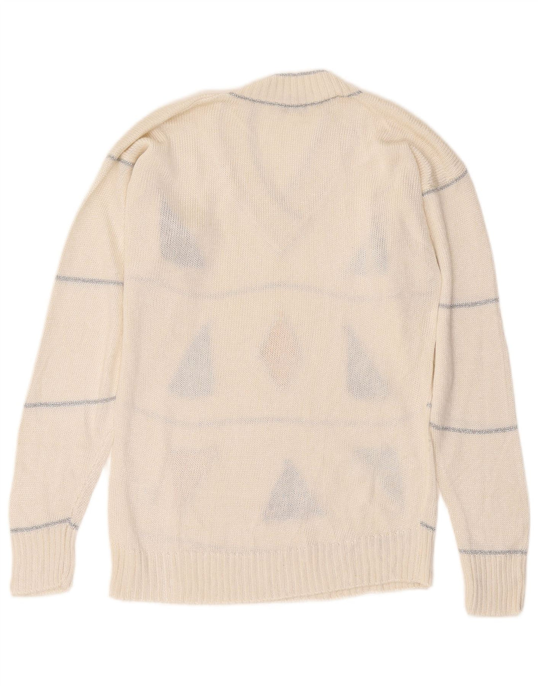 Mc. Dowell Dame V-hals sweater IT 46 Stor hvid geometrisk viskose