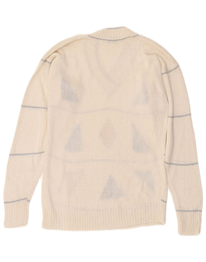 Mc. Dowell Dame V-hals sweater IT 46 Stor hvid geometrisk viskose