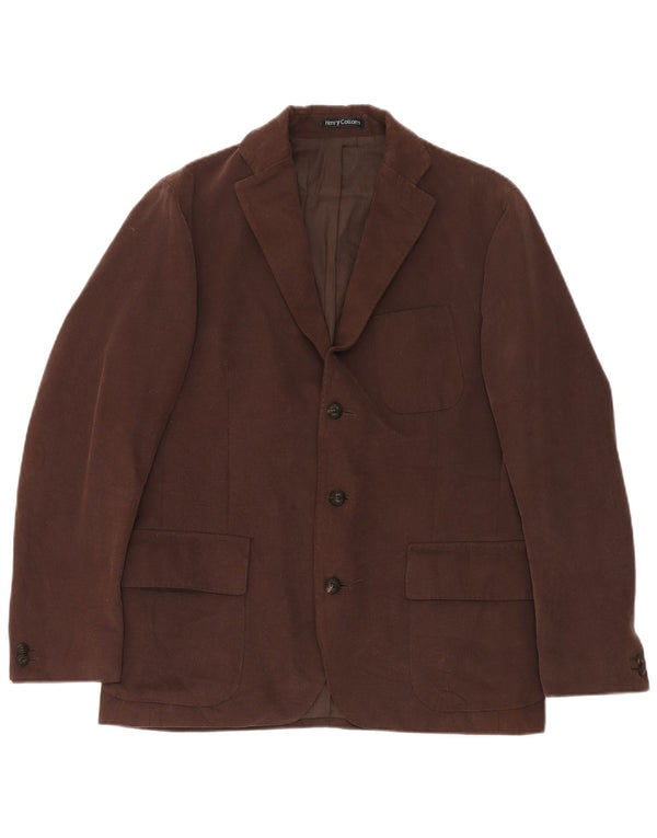 Henry Cottons Mens 3 Button Blazer Jacket IT 48 Medium Brown Cotton