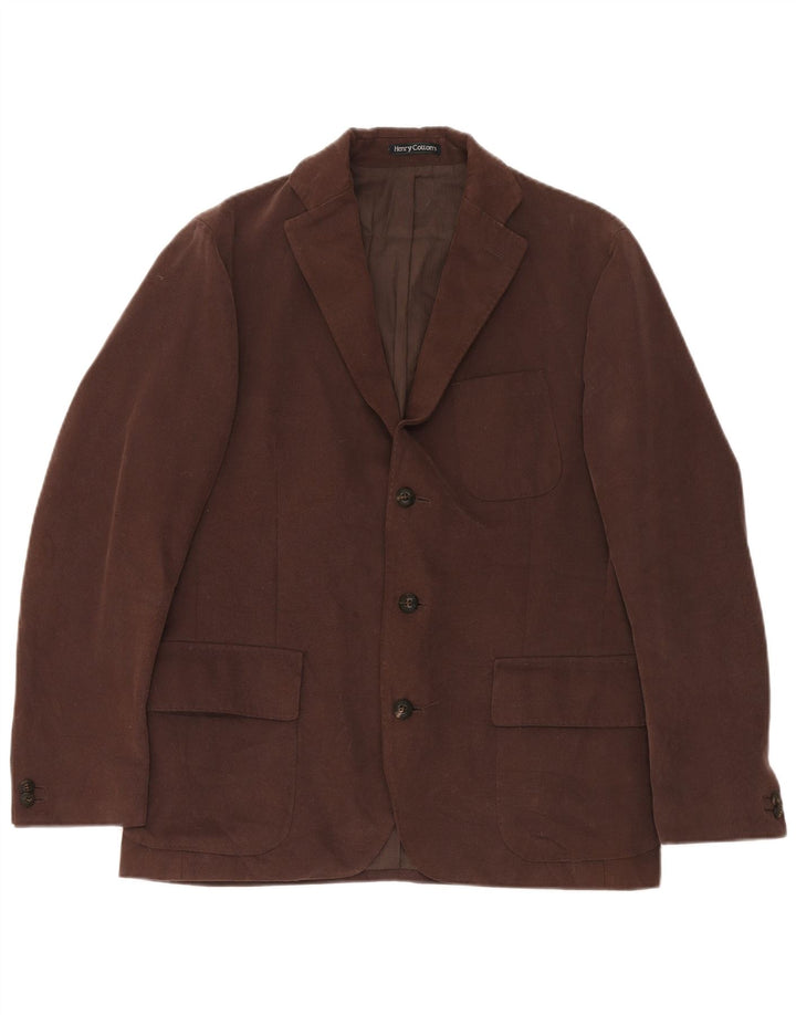 Henry Cottons Herre 3-knaps blazerjakke IT 48 Medium brun bomuld