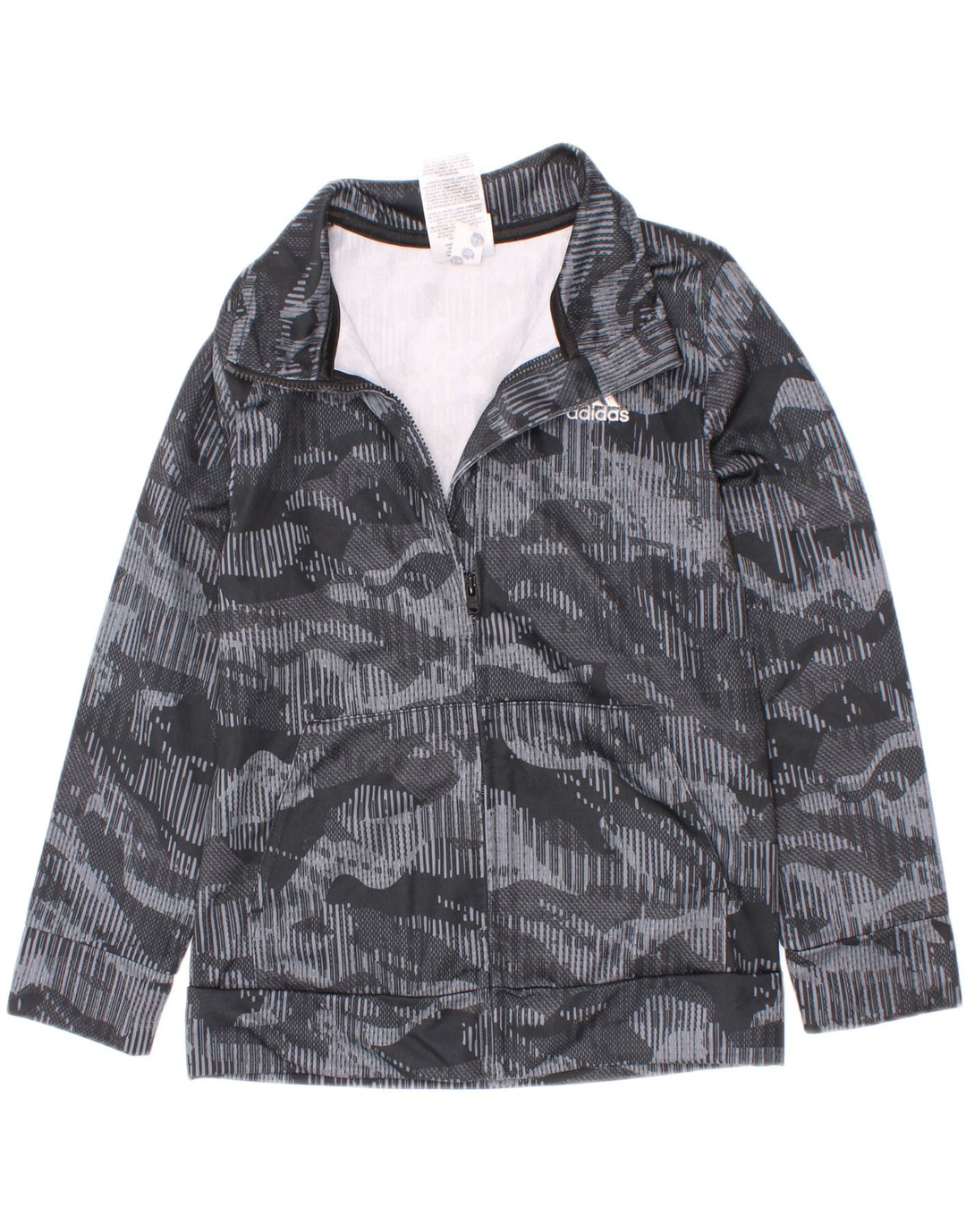 Adidas Drenge Træningsdragt Topjakke 5-6 År Grå Camouflage Polyester