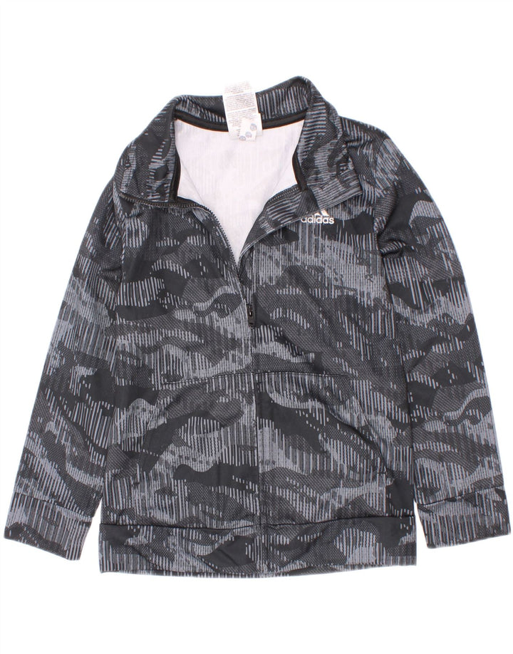 Adidas Drenge Træningsdragt Topjakke 5-6 År Grå Camouflage Polyester
