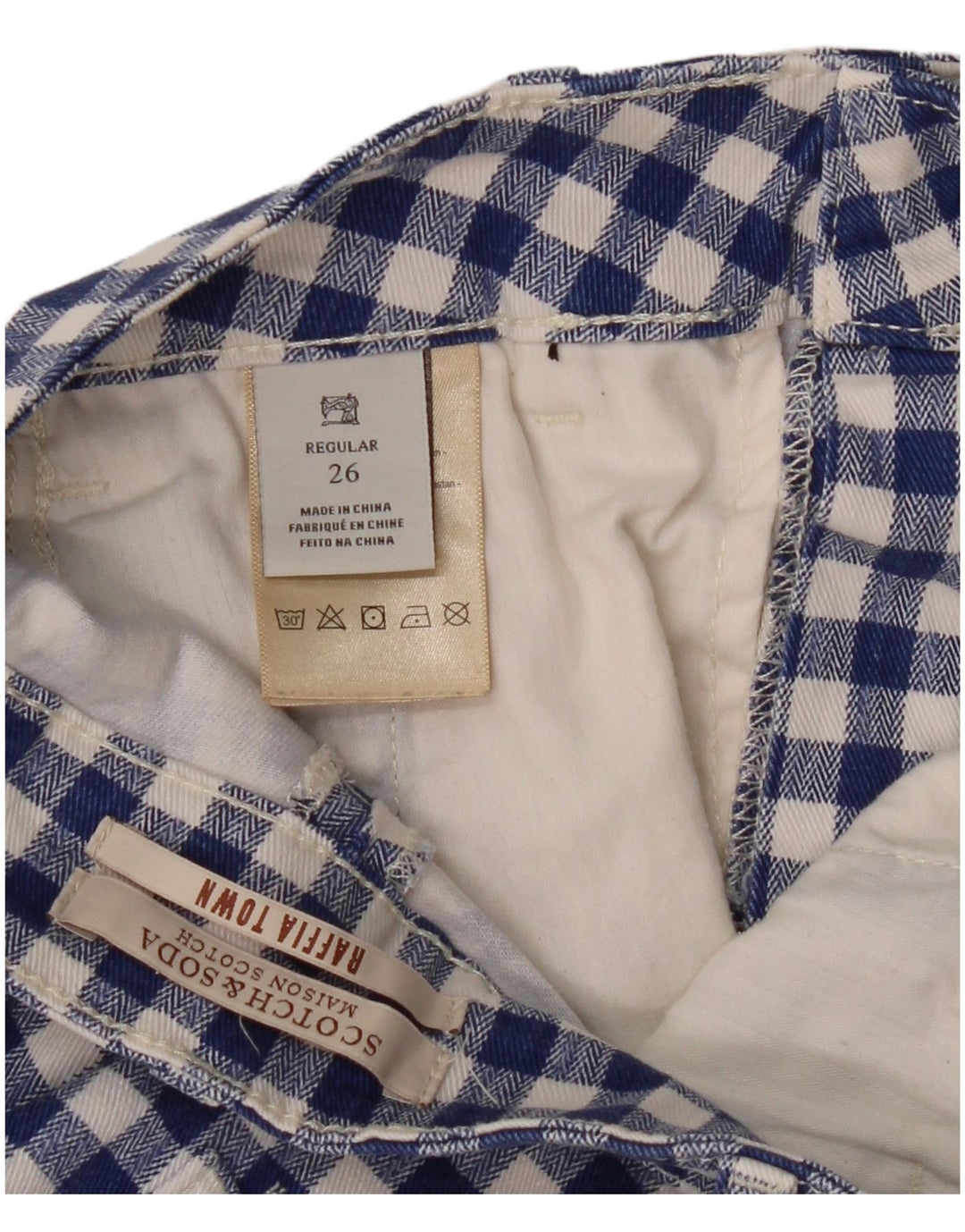 Scotch & Soda Regular Bootcut Chinobukser til kvinder W26 L26 Blue Gingham