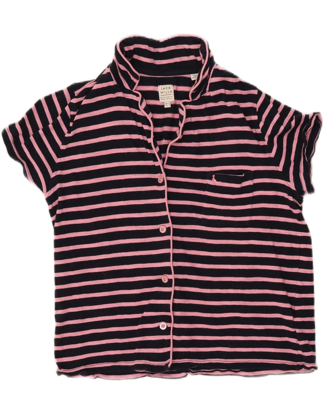 JACK WILLS Dameskjortebluse UK 12 Mellem marineblå stribet
