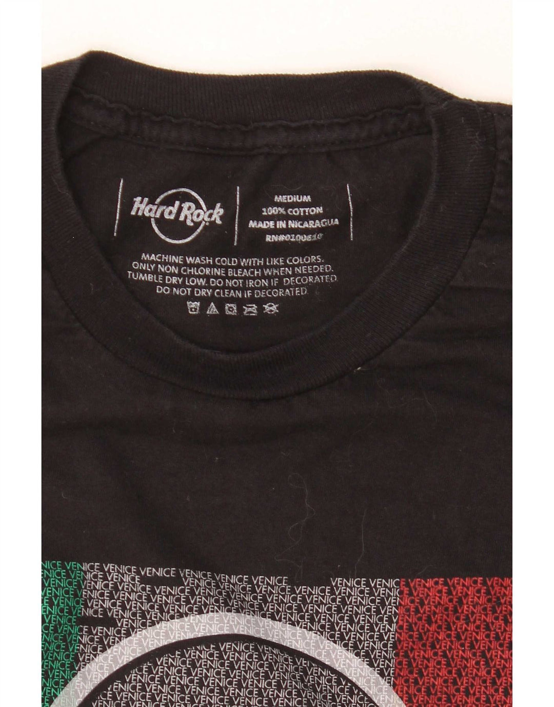 Hard Rock Cafe Herre Venedig Grafisk T-Shirt Top Medium Sort Bomuld
