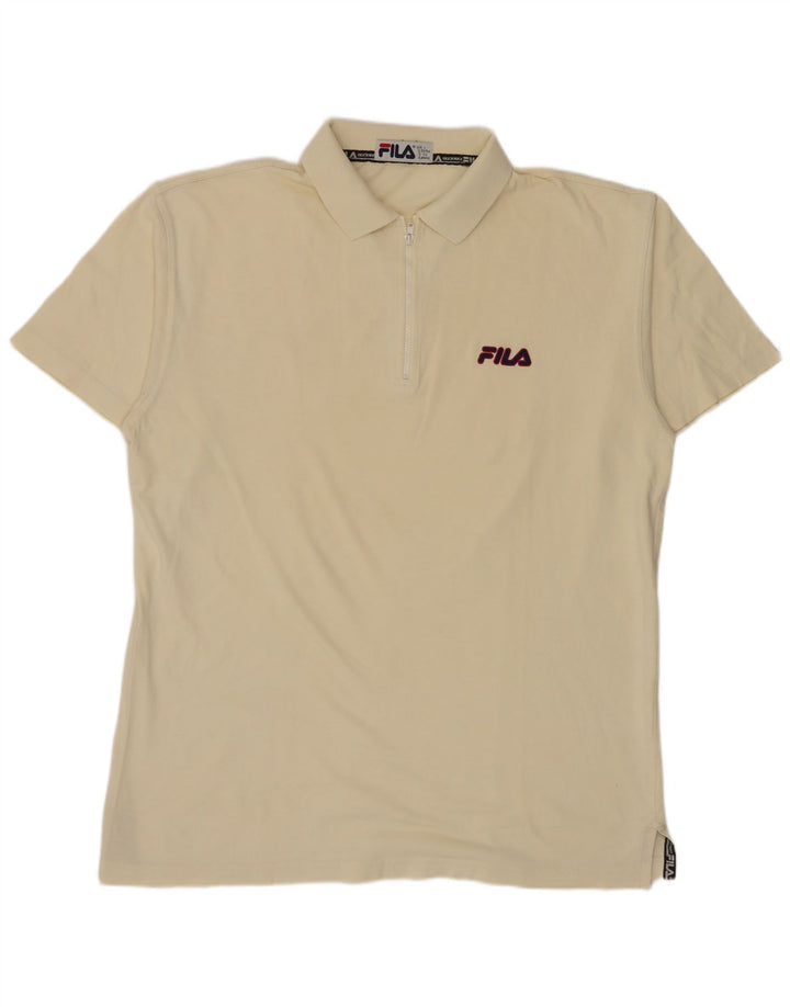 Fila Polo Shirt til mænd IT 52/54 Large Off White Bomuld