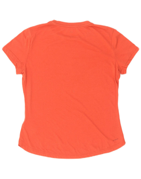 Adidas Dame Climalite Grafisk T-Shirt Top UK 16/18 Stor Orange Polyester