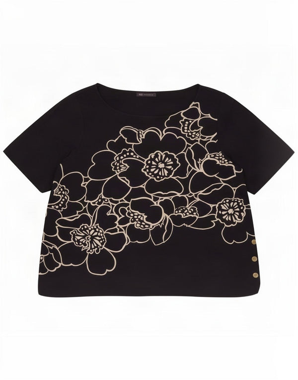 Marks & Spencer Dame T-Shirt Top UK 24 4XL Navy Blue Floral Viscose