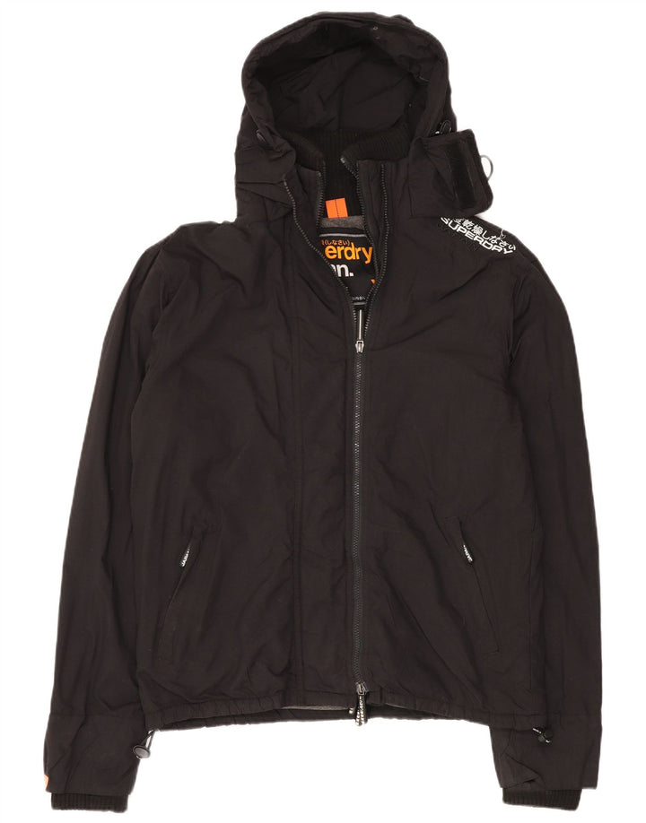 SUPERDRY Windbreaker-jakke med hætte til mænd UK 42 XL Sort nylon