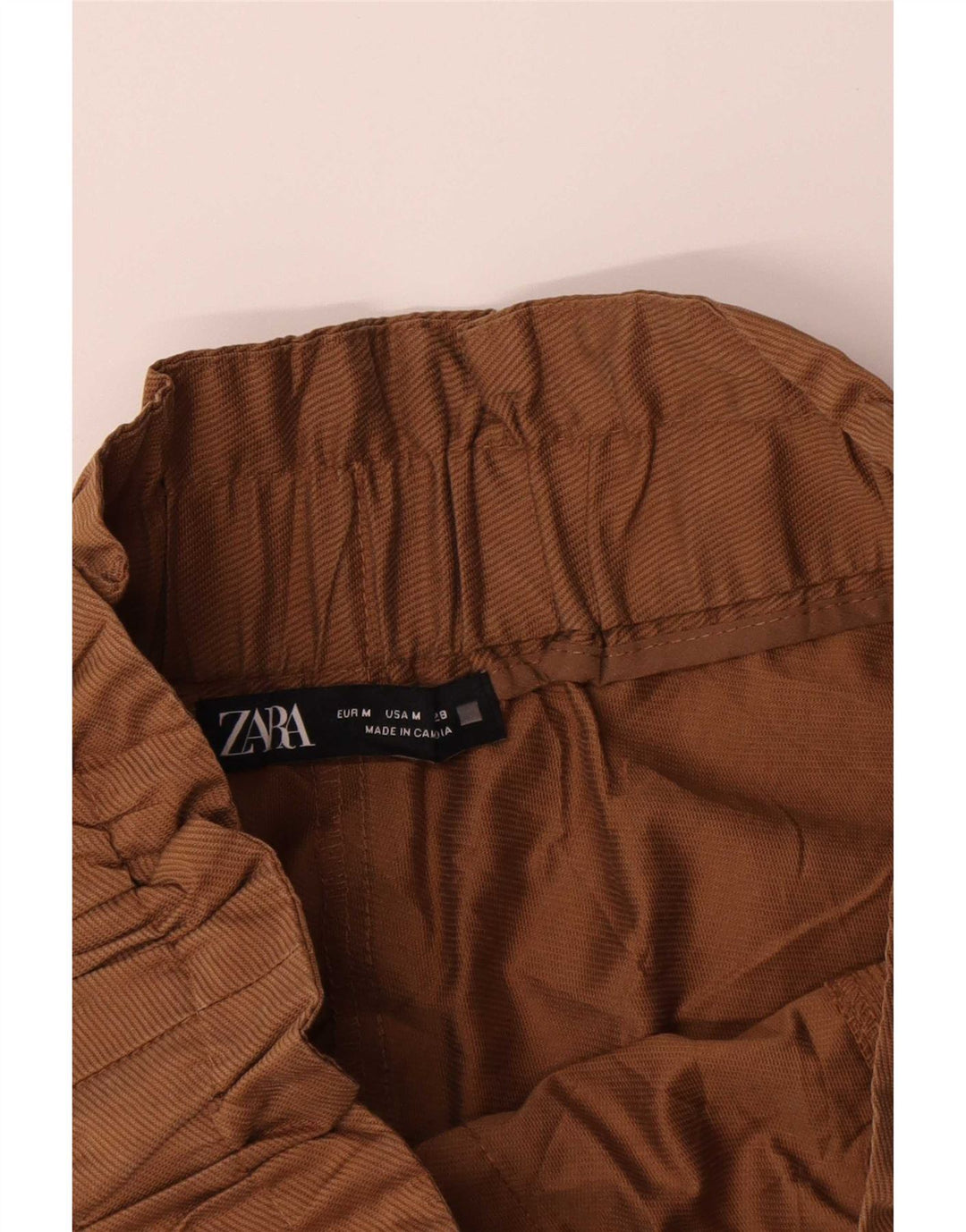 Zara Dame Højtalje Casual Shorts Medium W28 Brun Lyocell
