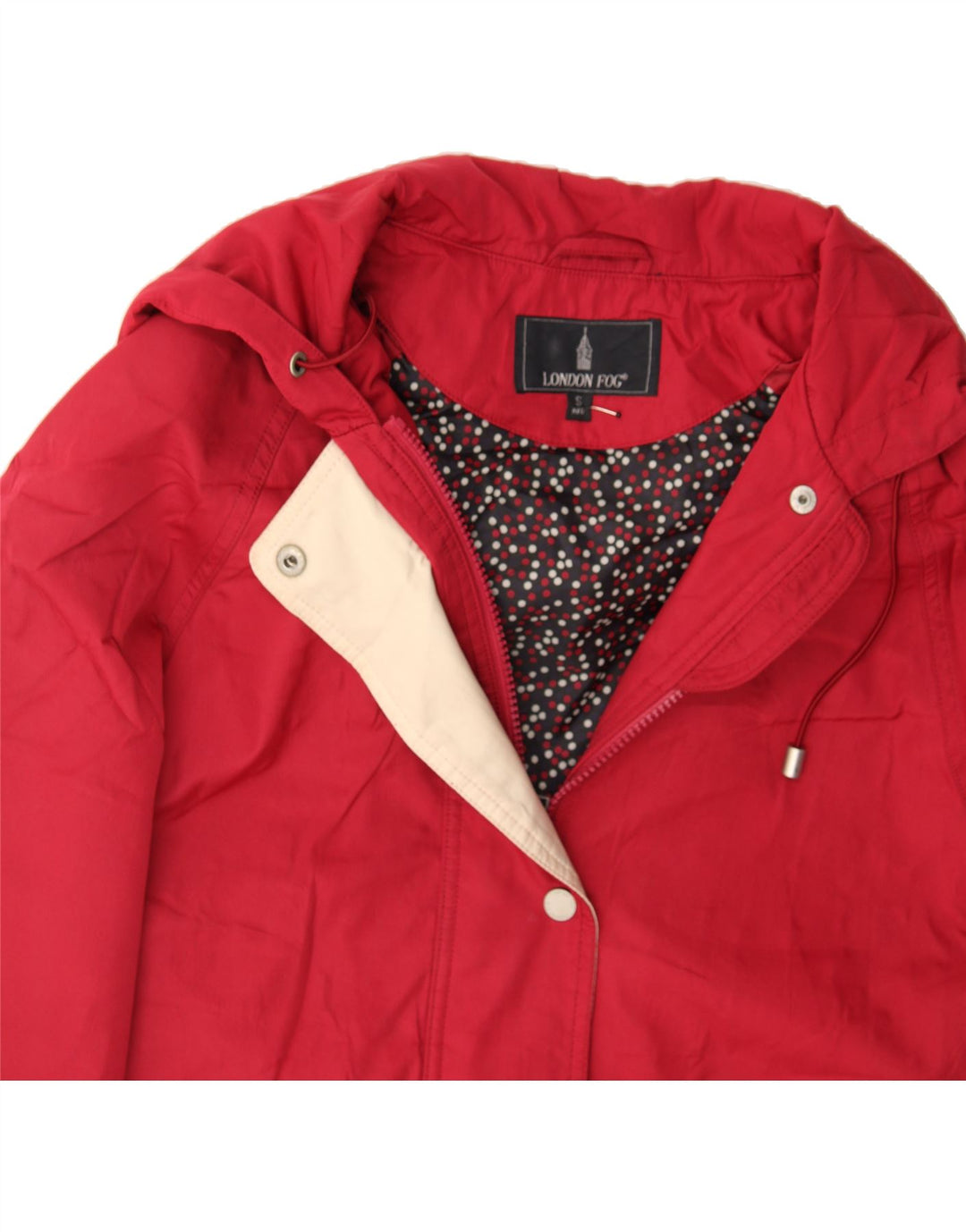 LONDON FOG Womens Hooded Windbreaker Jacket UK 10 Small Red Polyester Vintage London Fog and Second-Hand London Fog from Messina Hembry 