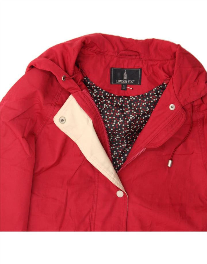 LONDON FOG Womens Hooded Windbreaker Jacket UK 10 Small Red Polyester Vintage London Fog and Second-Hand London Fog from Messina Hembry 