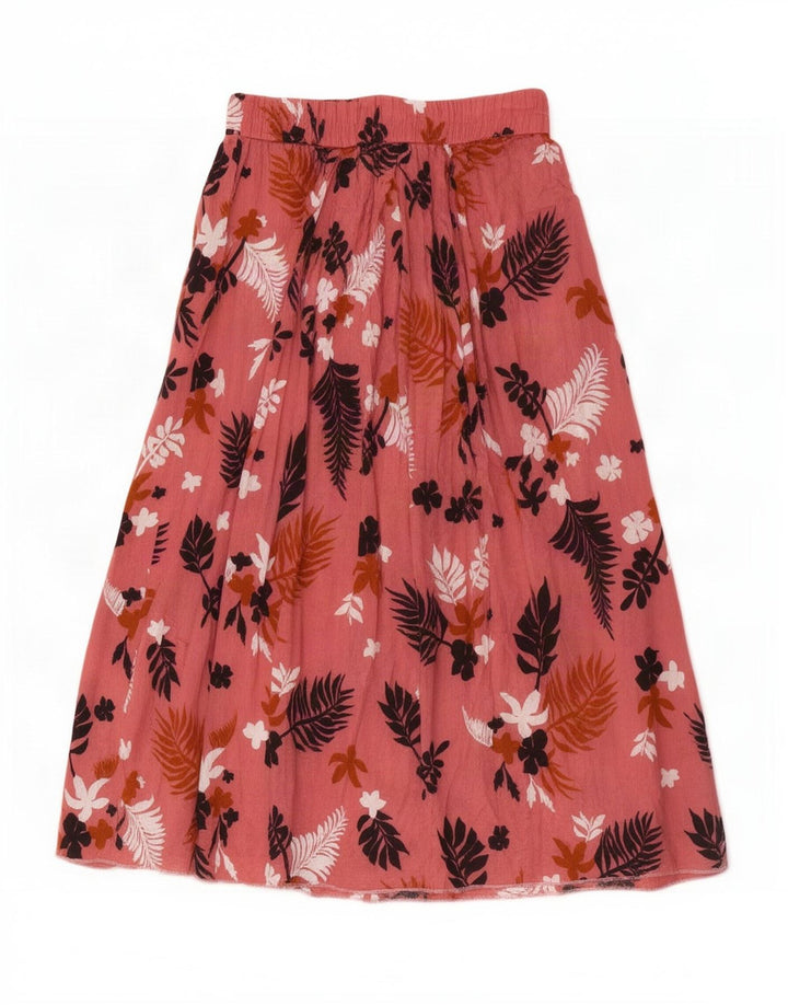 Zara Womens Flared Skirt Small W26 Pink Floral