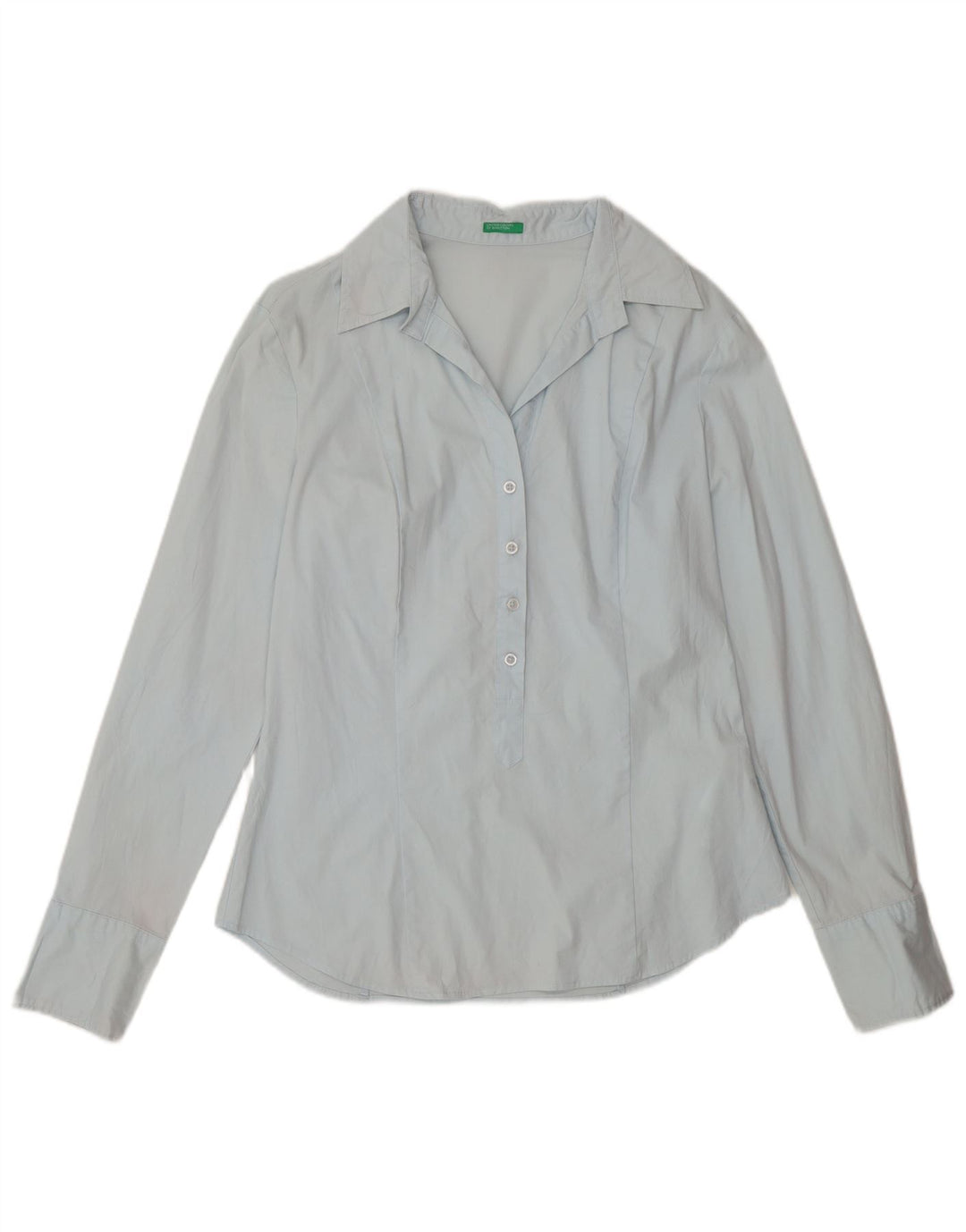 Benetton Dame Pullover Shirt UK 14 Stor Blå Bomuld