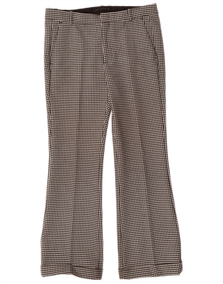 Zara Dame Bootcut Chino Bukser Medium W28 L29 Sort Gingham Polyester