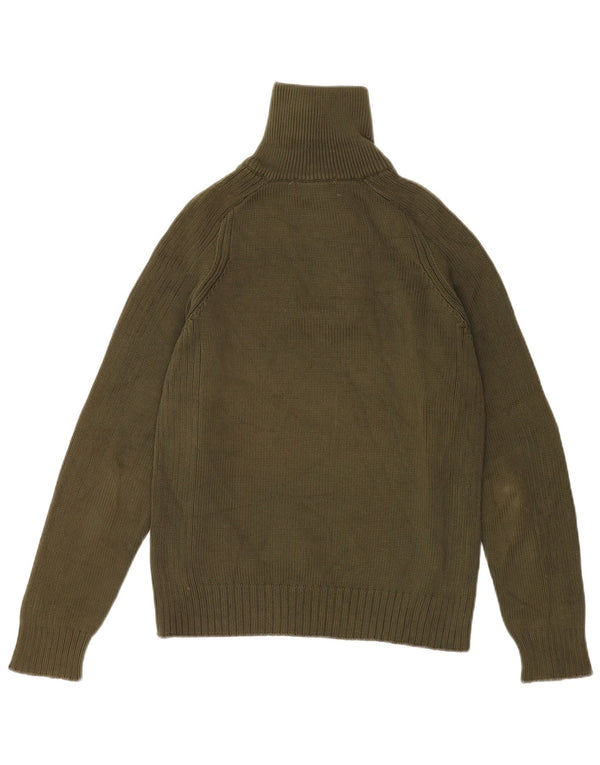 Zara Herre Zip Neck Jumper Sweater Medium Green Bomuld