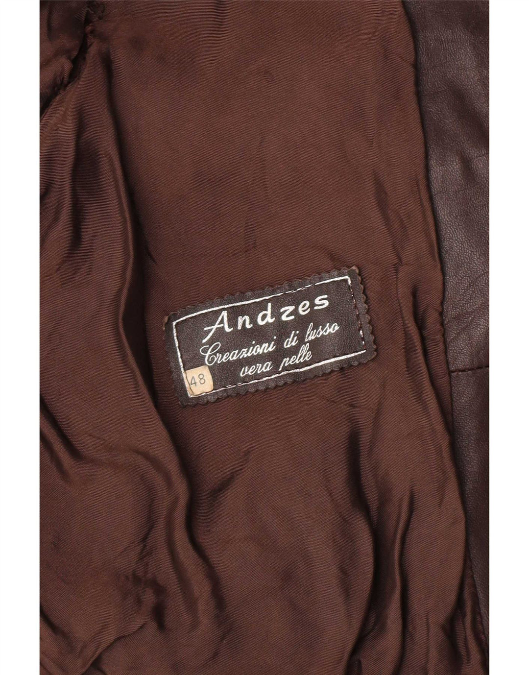 Vintage Bomber læderjakke til mænd IT 48 Medium brunt læder