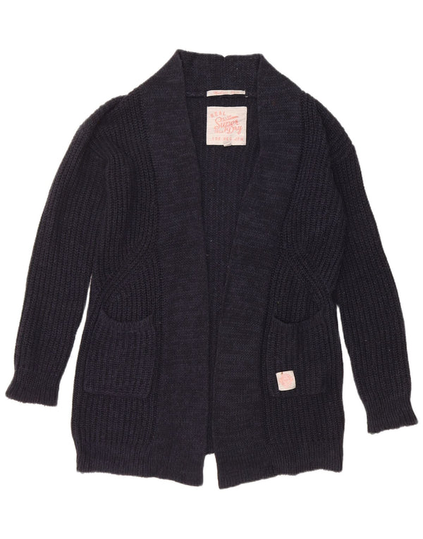 Superdry Womens Oversized Longline Cardigan Sweater UK 10 Small Navy Blue