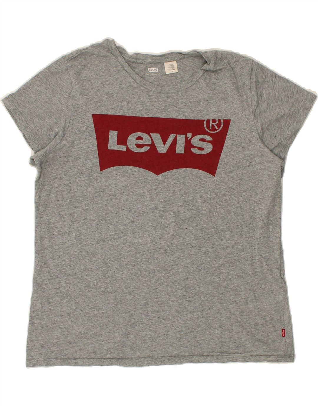 LEVI'S Womens Graphic T-Shirt Top UK 16 Large Grey Cotton Vintage Levi's and Second-Hand Levi's from Messina Hembry 