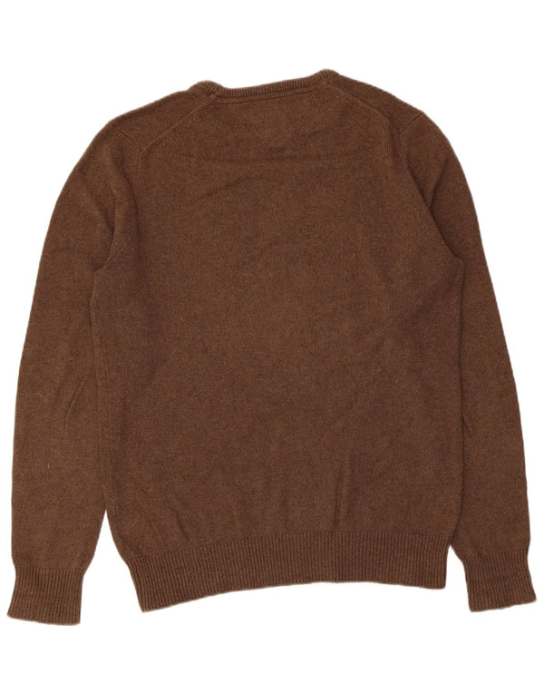 Tommy Hilfiger Herre sweater med rund hals, lille brun bomuld