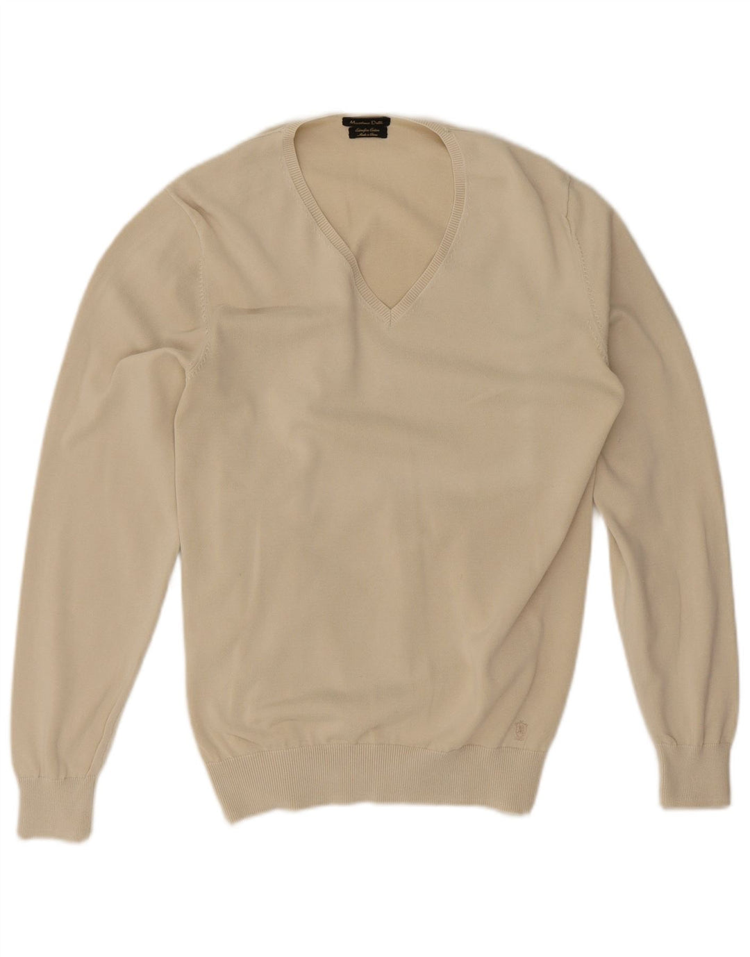 Massimo Dutti Herre V-hals sweater Medium Beige Bomuld