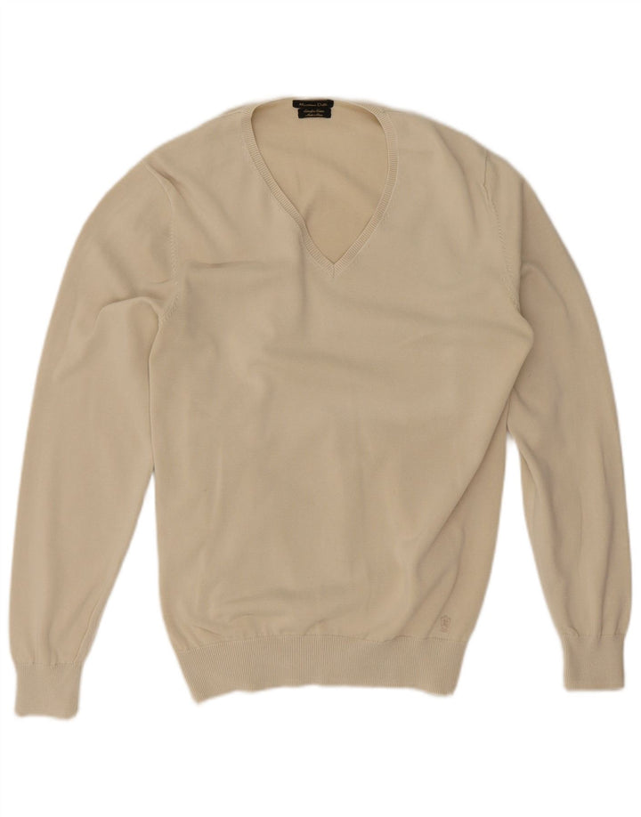 Massimo Dutti Herre V-hals sweater Medium Beige Bomuld