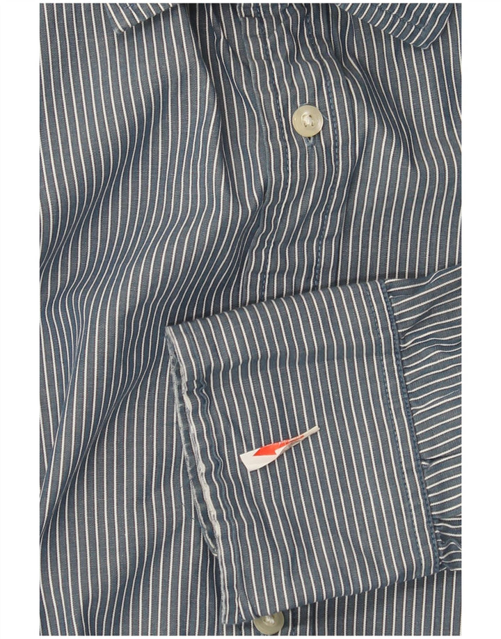 Tommy Hilfiger Herre Custom Fit skjorte Medium marineblå nålestribet bomuld