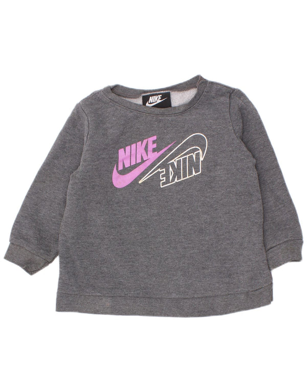 Nike Baby Girls Grafisk Sweatshirt Jumper 12-18 måneder Grå bomuld