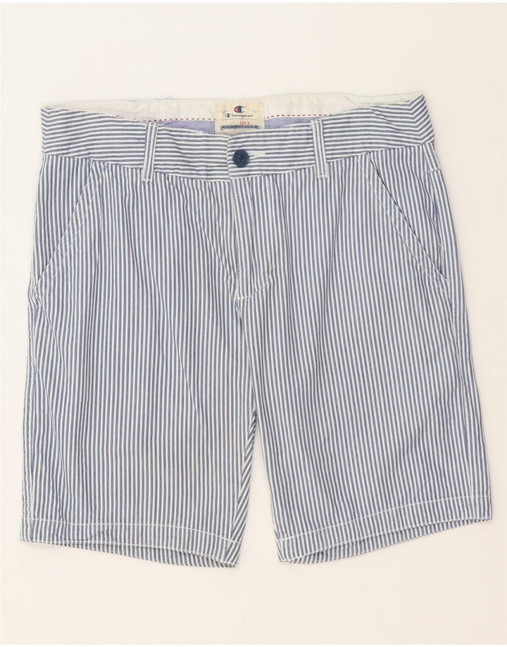 CHAMPION Mens Chino Shorts Small W29 Blue Striped Cotton Vintage Champion and Second-Hand Champion from Messina Hembry 
