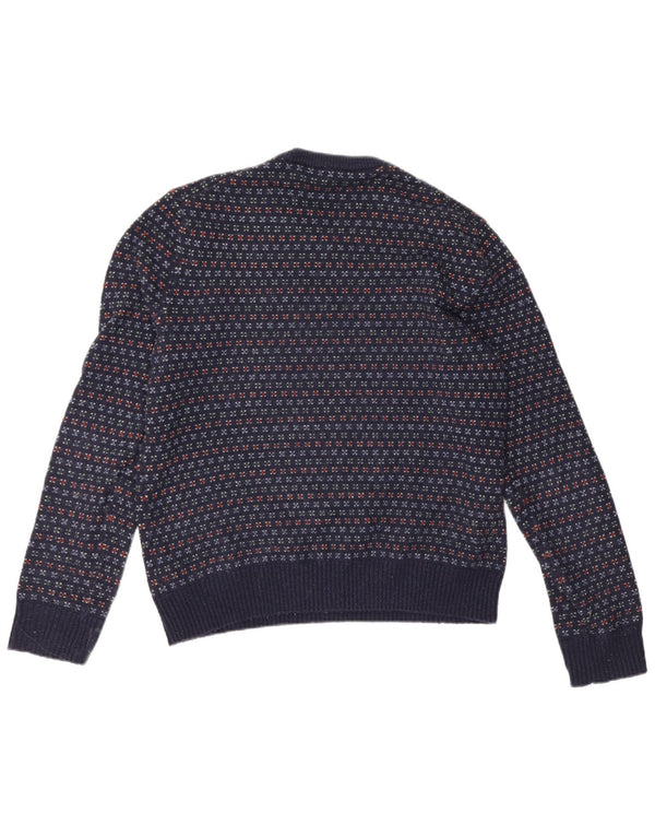 Gap Herre Crew Neck Jumper Sweater Medium Navy Blue Plettet Uld