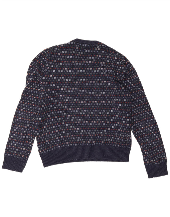 Gap Herre Crew Neck Jumper Sweater Medium Navy Blue Plettet Uld