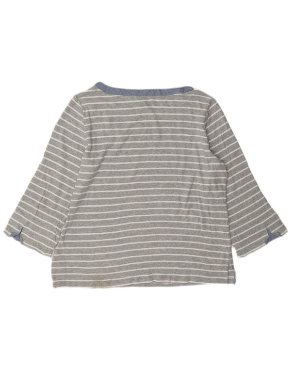 Nautica Dame Top 3/4 ærme UK 18 XL Grå Stribet Bomuld