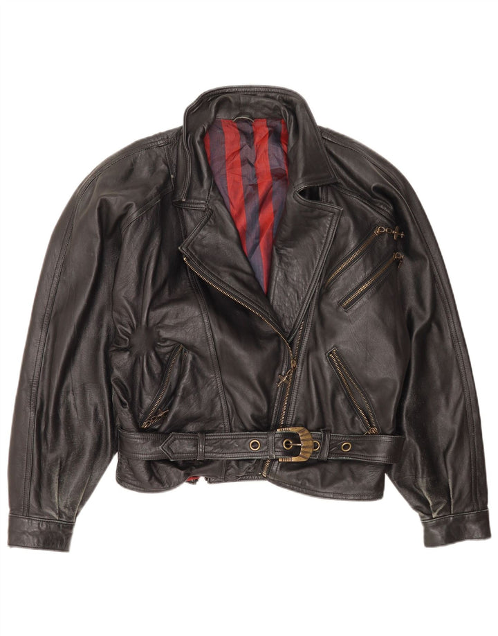 Yessica Womens Oversized Crop Biker Jacket EU 38 Medium Black