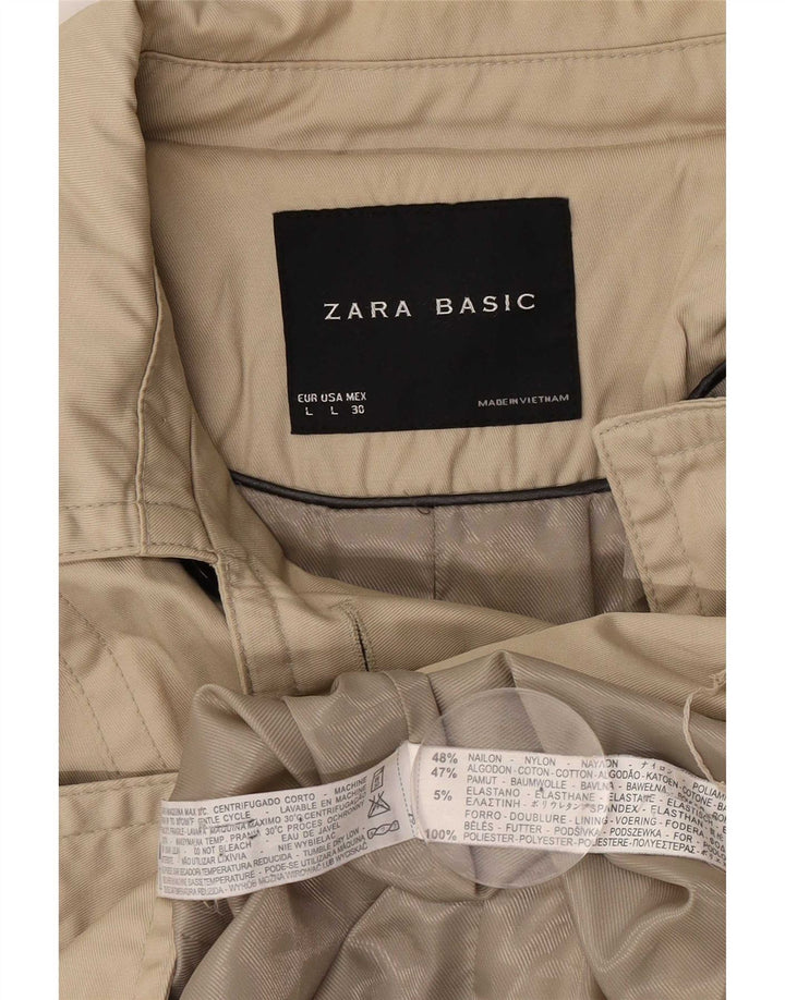 Zara Womens Trench Coat UK 16 Stor Beige Nylon