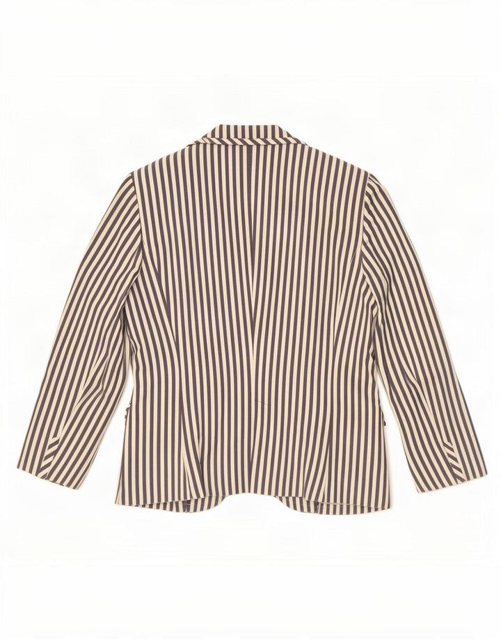 Zara Dame 2-knaps blazerjakke UK 18 XL marineblå stribet