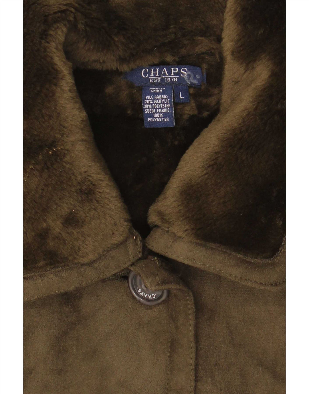 Chaps Sherpajakke til kvinder UK 14 Stor Khaki Akryl