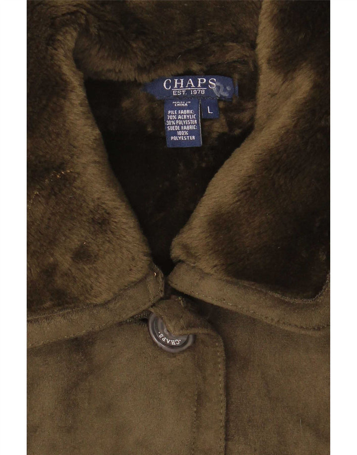 Chaps Sherpajakke til kvinder UK 14 Stor Khaki Akryl