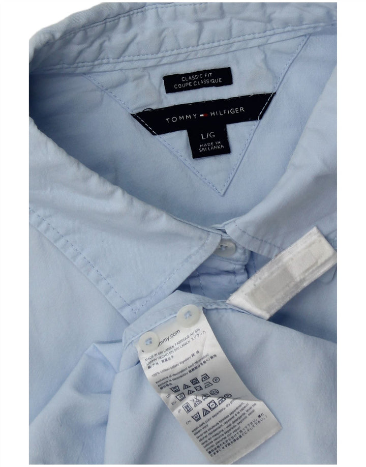 Tommy Hilfiger Dame Classic Fit skjorte Stor blå bomuld