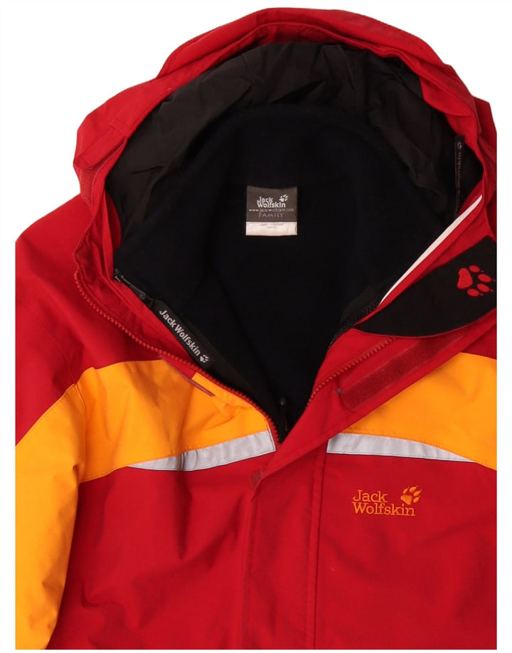 Jack Wolfskin Boys Graphic Windbreaker Jacket 15-16 Years Red Colourblock