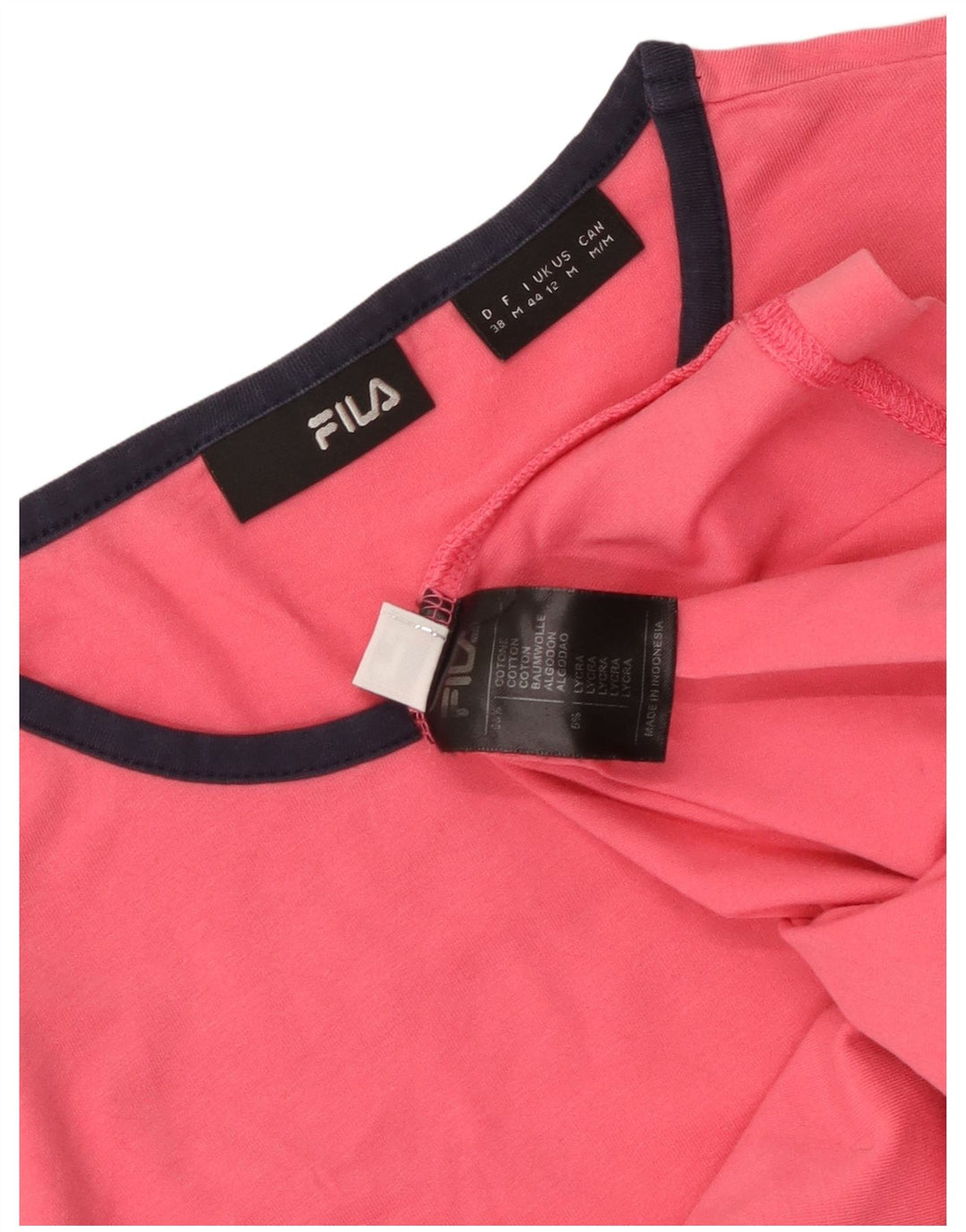 FILA Dame T-Shirt Top UK 12 Medium Pink Bomuld
