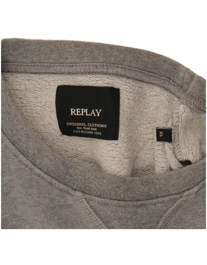 Replay Herre Grafisk Sweatshirt Jumper XL Grå