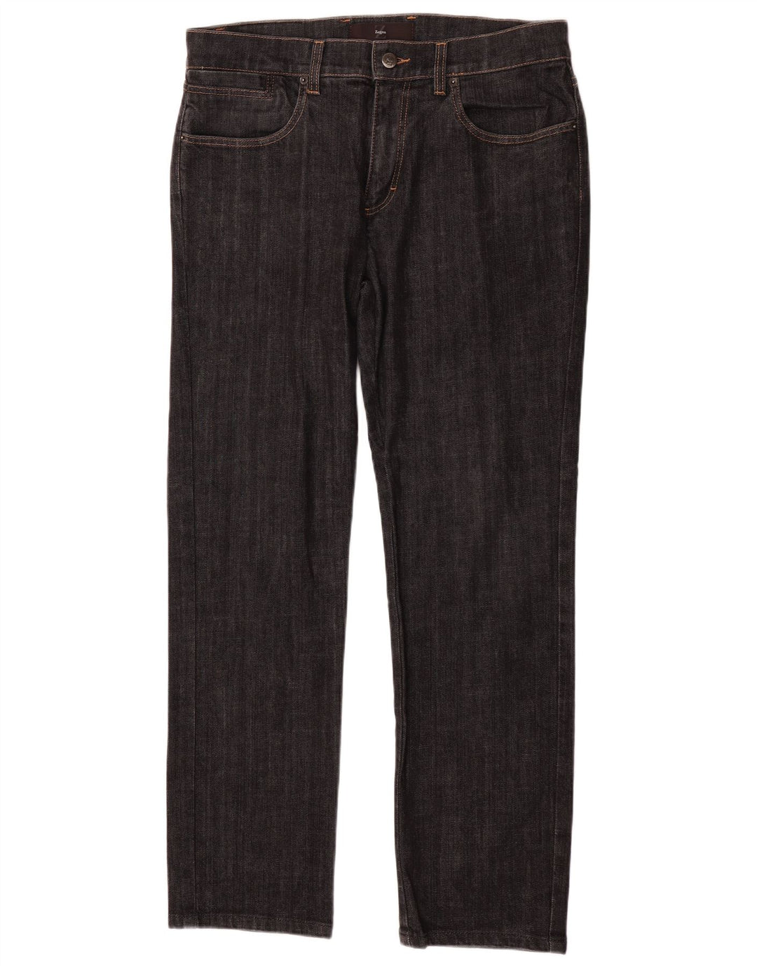 Zegna Herre Regular Rise Classic Fit Straight Jeans W33 L30 Grå Klassisk