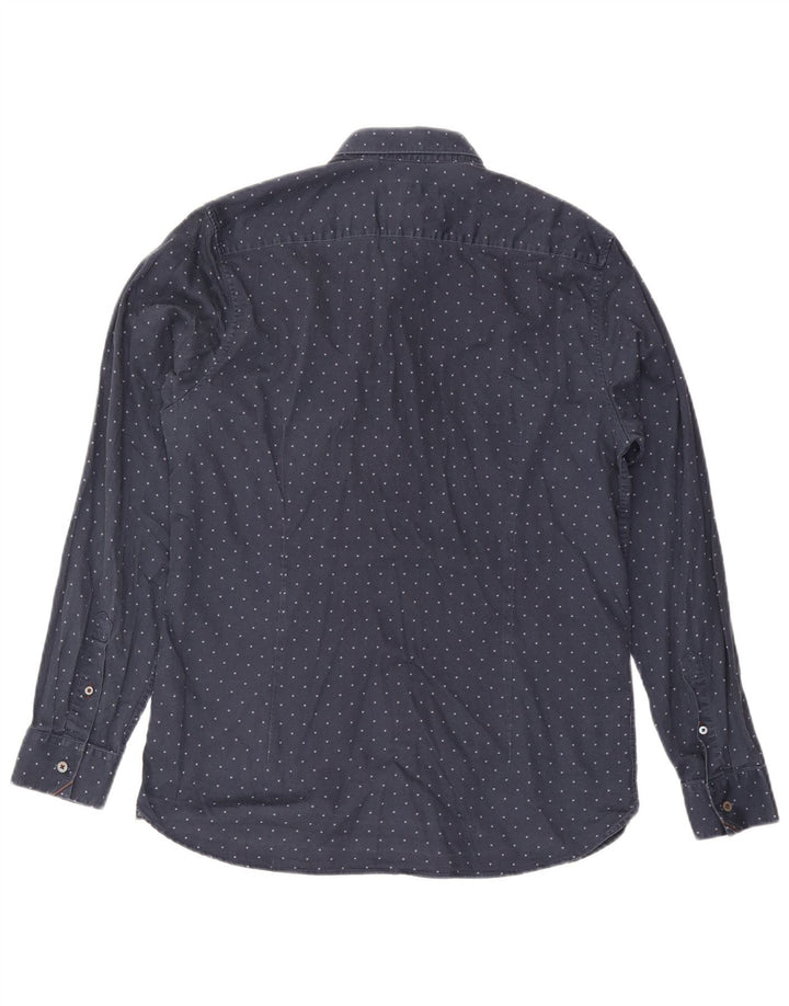 Ted Baker Herre abstrakt mønster skjorte str. 4 Stor marineblå bomuld