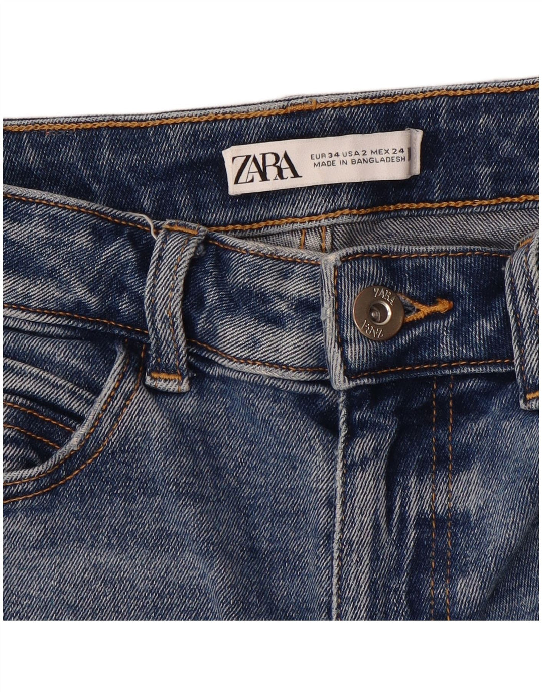 ZARA Womens Straight Jeans EU 34 2XS W24 L26 Blue