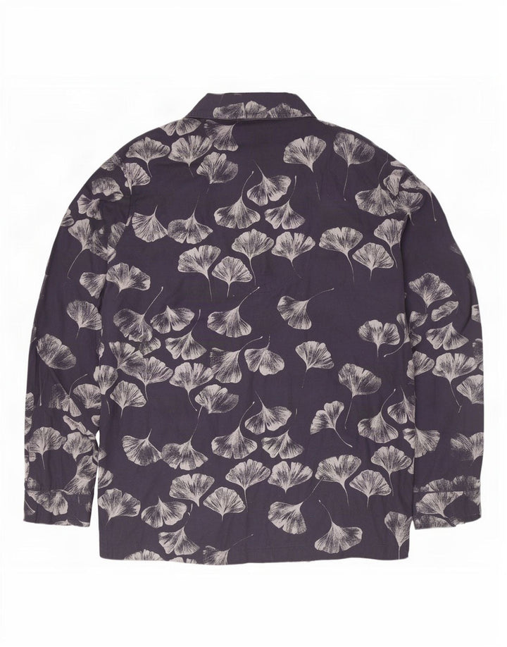 Jigsaw Womens Oversized Shirt Bluse UK 14 Medium Navy Blue Floral