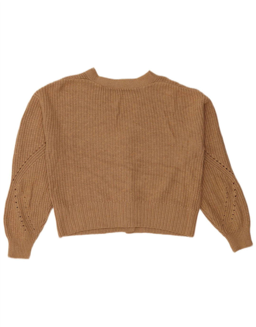 Marks & Spencer Dame Crop Cardigan Sweater UK 14 Medium Brun Bomuld