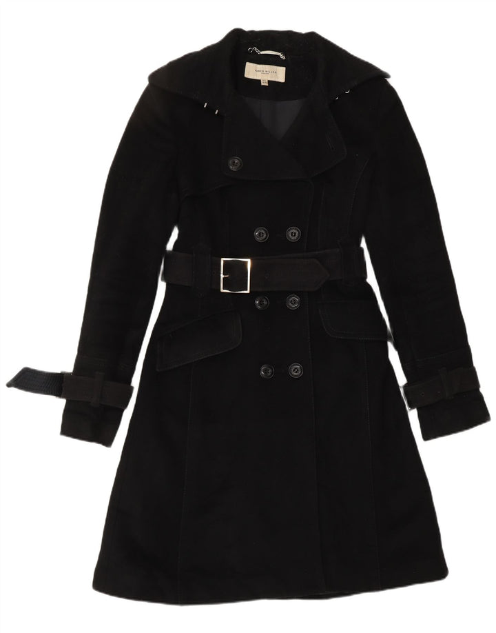 KAREN MILLEN Trench Coat til kvinder UK 8 Lille sort uld