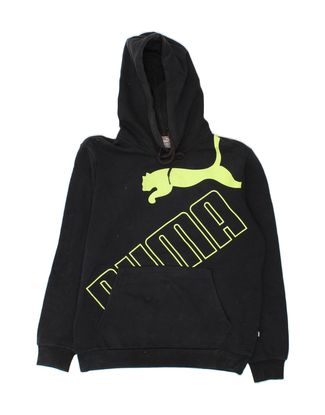 PUMA Mens Graphic Hoodie Jumper Small Black Cotton Vintage Puma and Second-Hand Puma from Messina Hembry 