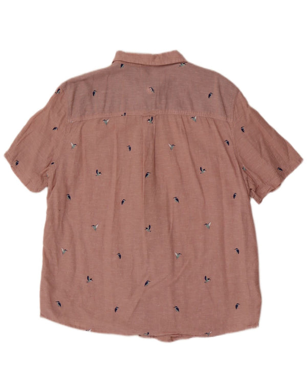 Fat Face Herre Kortærmet Regular Fit Shirt XL Pink Linen Bird